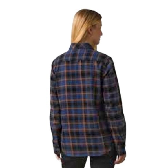 pRana Golden Canyon Long Sleeve Plaid Flannel Shirt Sz S in Rich Sapphire NWT - Picture 9 of 9